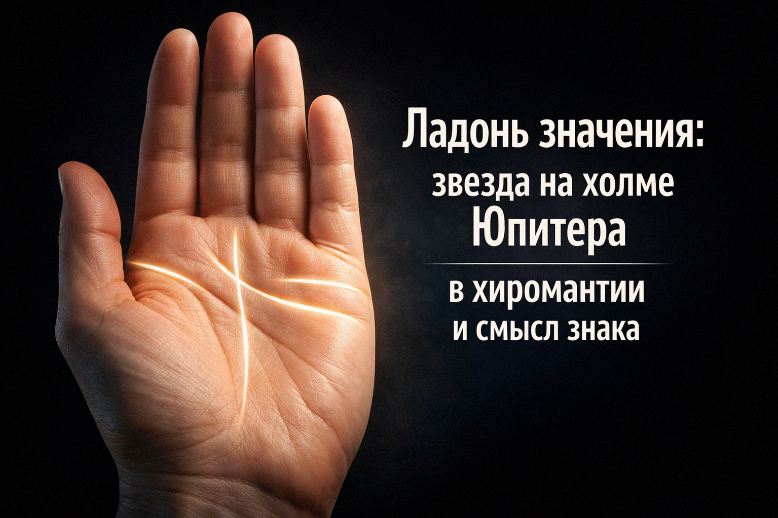 Ладонь с изображением звезды на холме Юпитера в хиромантии